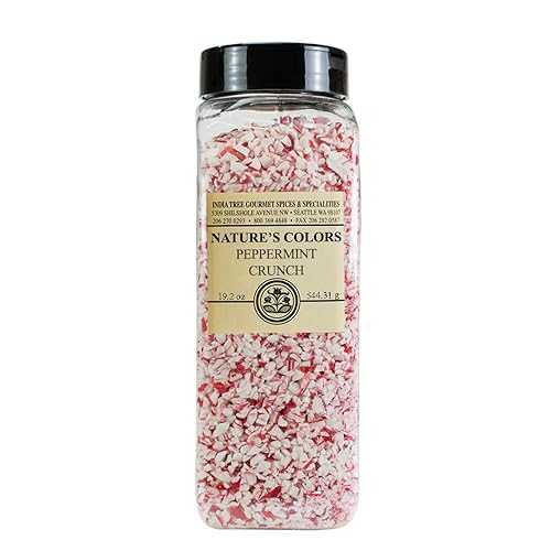 India Tree Peppermint Crunch / Dye-Free Red \u0026 White Sprinkles for Cakes, Cookies, and More / 1.5 Pound Pantry Pack, Single