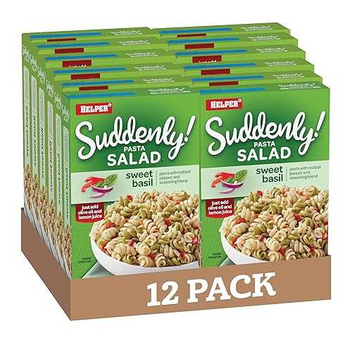 Suddenly Salad Sweet Basil Pasta Salad, 7.7 Oz (12-Pack), Quick and Easy Dish, Red Bell Pepper and Seasoning Blend, Just Add Olive Oil and Lemon Juice, Dry Pasta Salad Kit