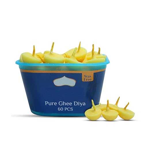 PEAKHILL_Pure Ghee Wicks / Batti / Diya for Pooja, 60 Pieces, Wax Free Vegan Ghee Batti/Wicks/Jyot for Pooja Aarti (Pack of 1, 60Pieces)
