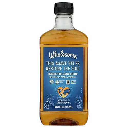 Wholesome Regenerative Organic Blue Agave Nectar, Fair Trade, Vegan Friendly, Kosher, USDA Certified Organic, Gluten Free \u0026 Non-GMO, 18.5 Fluid Ounce (Pack of 6)