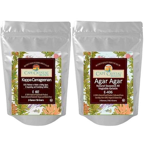 Cape Crystal Brands Value PAK-4: Agar Agar + Kappa Carrageenan (2 薬局衡オンス Each) Vegan Gelatin Replacement for Candy, Capsules, Custards, Plant-Based Gels