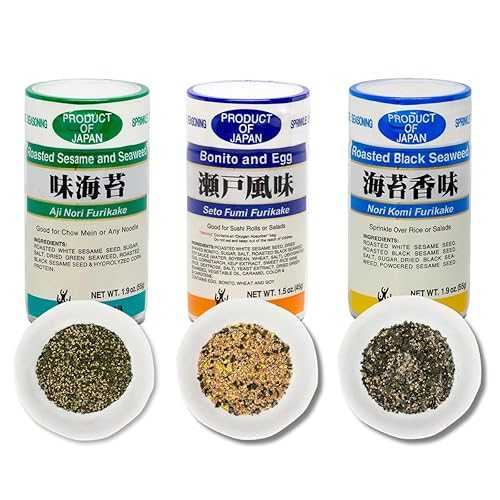 Generic Japanese Furikake 3 Flavor Seasoning (1.9薬局衡オンス/Pack of 3) - Nori Komi, Seto Fumi, Ajinori : Blend of Seaweed, Dried Bonito, Roasted Sesame Seed, and Egg Flakes