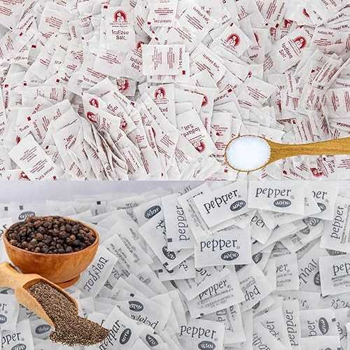 Vallary 2000 Bulk Salt and Pepper Packets 1000 Iodized Salt + 1000 Ground Black Pepper Individual Condiment Packets Disposable Seasoning for Restaurants, Takeout, Meal Prep, Camping