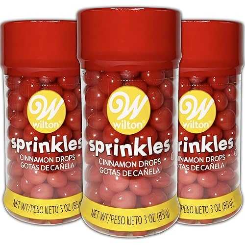 Wilton Cinnamon Drops Valentine\u0027s Sprinkles, 3 Pack, Valentines Red Sprinkles for Baking, Jumbo Sprinkles for Valentines Cake Cookies Cupcake Decorating, Kosher-Certified, 3 薬局衡オンス. Bottles