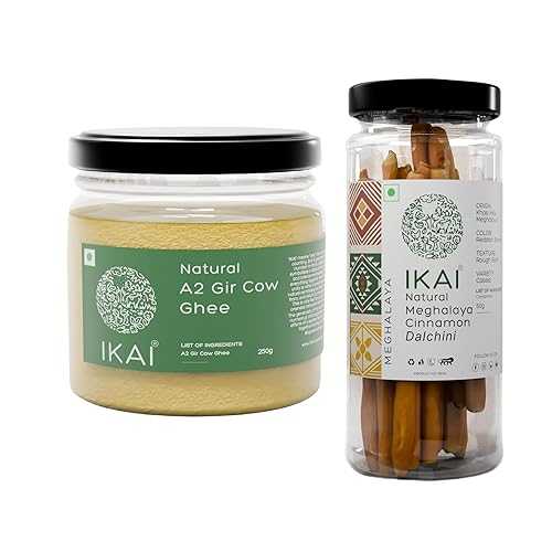 IKAI Natural A2 Gir Cow Ghee 250m + Natural Meghalaya Cinnamon 50gm Cassia Variety Cinnamon Sticks (Combo Pack)