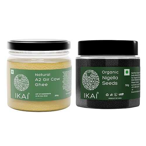IKAI Natural A2 Gir Cow Ghee 250ml + Organic Natural Kala Jeera / Nigella Seeds (Single Pack) / (Combo Pack)