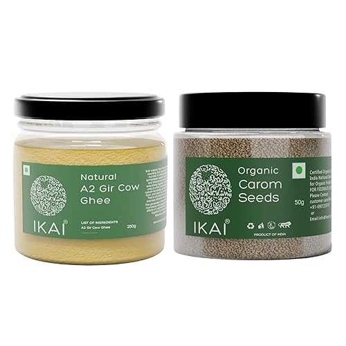 IKAI Natural A2 Gir Cow Ghee 250ml + Organic Ajwain/Carom Seeds (Single Pack) (Combo Pack)