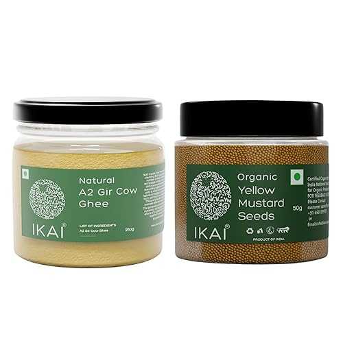 IKAI Natural A2 Gir Cow Ghee 250m + Organic Yellow Mustard Seeds (Single Pack (Combo Pack)