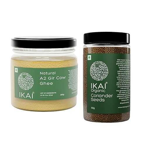 IKAI Natural A2 Gir Cow Ghee 250ml + Organic Coriander Seeds / (Combo Pack)