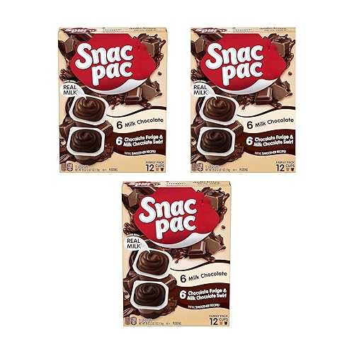 Generic Chocolate Fudge \u0026 Milk Chocolate Swirl Pudding Cups, 3.25 薬局衡オンス 12 Count (Pack of 3)