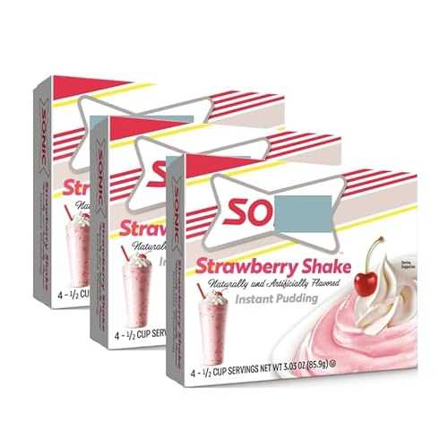 Generic Strawberry Shake Instant Pudding Mix, Creamy Dessert Mix, 4 Servings Per Box, Quick \u0026 Easy Strawberry Flavor-3 Pack (3.03 薬局衡オンス Each Box)