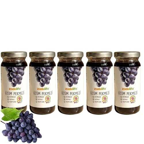 Grape Molasses, Gluten Free, Natural Grape Syrup インチ Glass Jar, 315g - (DO・・AL T・・RK ・・Z・・M PEKMEZ・・) - PACK OF 5 Generic Grape Molasses, Gluten Free, Natural Grape Syrup インチ Glass Jar, 315g - (DO AL T RK Z M