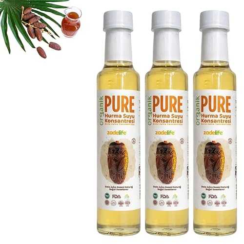 Generic Organic Date Juice Concentrate - 8.45 fl 薬局衡オンス (250 ml) 100% Pure Date Syrup - Natural Unrefined Sugar Substitute \u0026 Sweetener - Non-GMO, Vegan, Gluten-Free - PACK OF 3