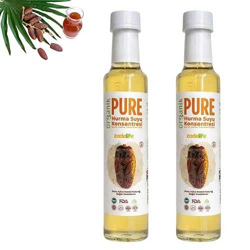 Generic Organic Date Juice Concentrate - 8.45 fl 薬局衡オンス (250 ml) 100% Pure Date Syrup - Natural Unrefined Sugar Substitute \u0026 Sweetener - Non-GMO, Vegan, Gluten-Free - PACK OF 2