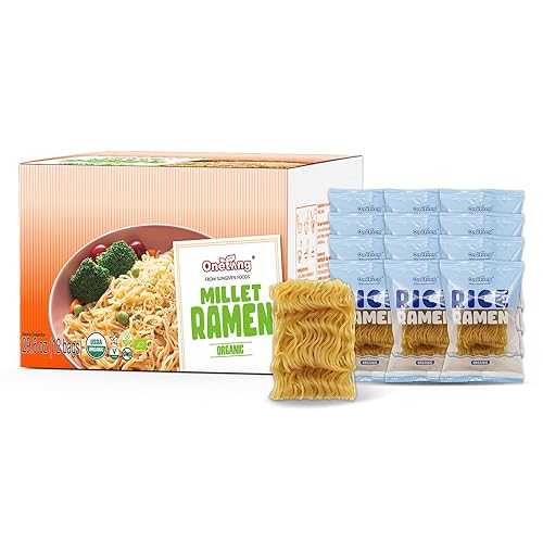 ONETANG Organic Millet \u0026 Brown Rice Ramen Noodle, Gluten-Free Pasta, No Sodium Ramen, Whole Grain, Non-GMO, Kosher, Vegan 2.47 Oz (Pack Of 12)