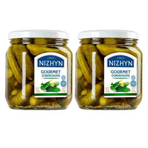 1927 NEZHIN Nezhin Gourmet Cornichons, Made from Fresh Cucumbers, No Added Preservatives, 450 grams, Pack of 2