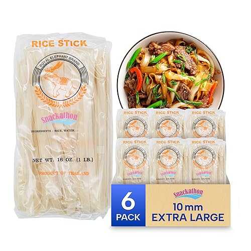 Snackathon Thai Rice Stick Noodle, Pad Thai Style,XL-10粍,16 Ounce Each, Pack of 6