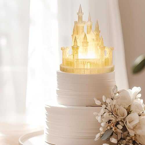 Baquler 4.8 Inch Castle Cake Topper Figurine Wedding Cake Topper Birthday Castle Tower Night Light USB Rechargeable Princess Nightlight for Valentine\u0027s Day Wedding Birthday Party Decor(Colorful Light)