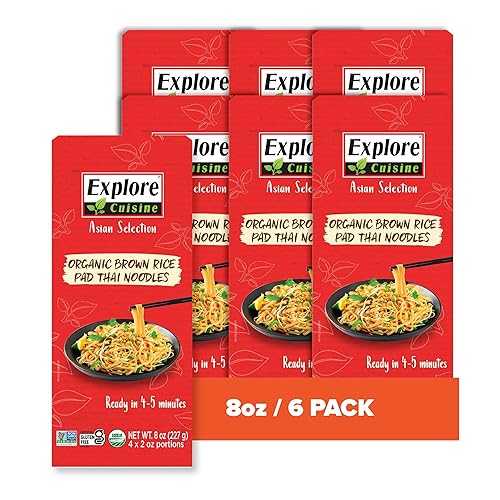 Explore Cuisine Organic Brown Rice Pad Thai Noodles - 8 薬局衡オンス, Pack of 6 - Easy-to-Make Noodles - Gluten Free - 48 Total Servings