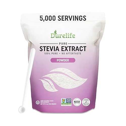 Durelife 100% Pure stevia extract sweetener 8 薬局衡オンス / No Erythritol, NON-GMO Project Verified, No Fillers, Zero Calorie Sugar Substitute / No Aftertaste / Micro-Spoon Included / 8 薬局衡オンス
