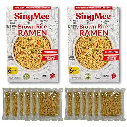 Gluten Free Ramen Noodles SingMee Brown Rice Ramen, Rice Noodle Ramen, No Sodium, Gluten Free Noodles, Lower GI, Clean Ramen Noodles, Vegan Meals, Pasta 2 Box Bundle (12 Servings)