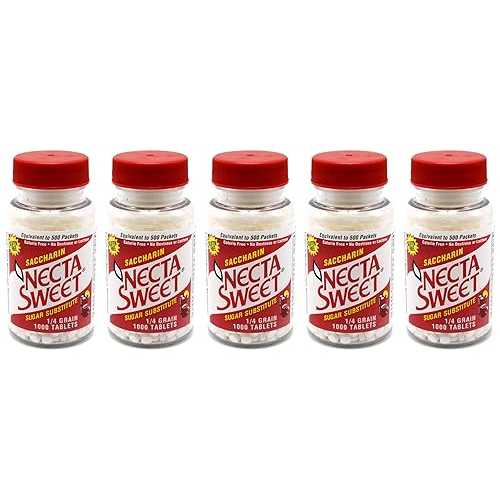 Necta Sweet Saccharin Sugar Substitute 1/4 Grain, 1000 Tablets - 5 Pack