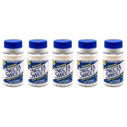 Necta Sweet Saccharin Tablets, 1/2 Grain, 1000 Tablet Bottle (Pack of 5 Bottles)