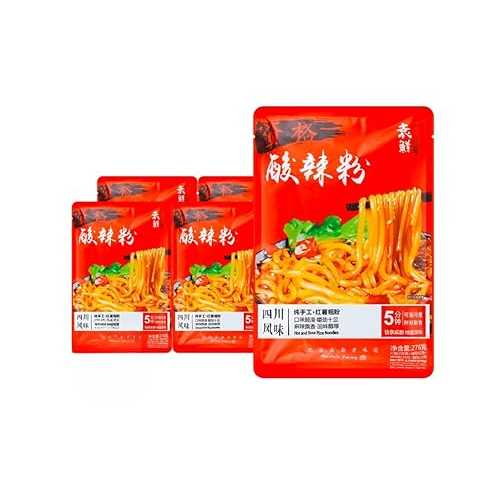 Sivia Sichuan Hot and Sour Noodles, Hot and Spicy Potato Instant Noodles, Convenience Food, 5 Bag Set Meal, Fast Food Night Snack (Hot and Sour Rice Noodles,276g*5 bags)
