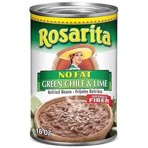 Generic No Fat Refried Beans with Green Chile and Lime, 16 薬局衡オンス. (Pack of 6)