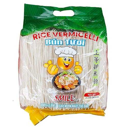 Bun Tuoi Smile - Smile Rice Vermicelli - B・・n ・・?u B?p - 2 lbs (Pack of 4) - Premium Vietnamese Fresh Rice Noodles - Non-GMO, Gluten-Free Generic Bun Tuoi Smile - Smile Rice Vermicelli B n u B p 2 lbs (Pack