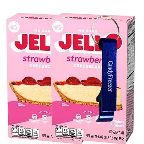 Jel-0 Dessert Kit No Baking with Crust Mix \u0026 Filling Mix 19.6 薬局衡オンス Box (Pack of 2) Includes Candy Freezer Bottle Opener Keychain (Strawberry Cheesecake) Keychain