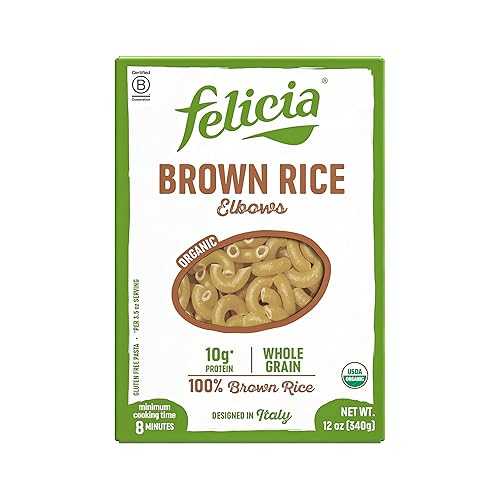 Felicia Gluten Free Pasta, Brown Rice Elbows, 10G Protein per Serving, Organic Whole Grain Noodles Made With 100% Brown Rice, Designed インチ Italy, Plant Based, Non GMO, 12 Oz, 6 Boxes