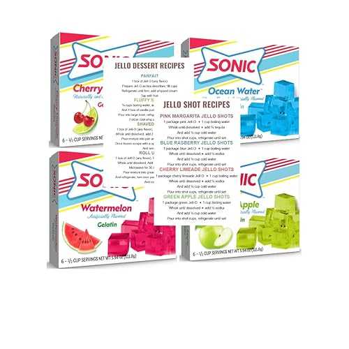 Generic Gelatin 4-Pack Variety Cherry Limeade, Green Apple, Ocean Water \u0026 Watermelon 2 薬局衡オンス Cups with Lids \u0026 Recipe Cards
