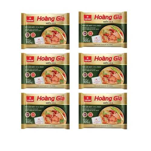 VIFON Hoang Gia Instant Brown Rice Noodles with Crab (Banh ・・a Cua) - Authentic Vietnamese Soup, Real Crab Flavor, 120g (Hoang Gia Instant Bean Thread with Crab) VIFON Hoang Gia Instant Brown Rice Noodles with Crab