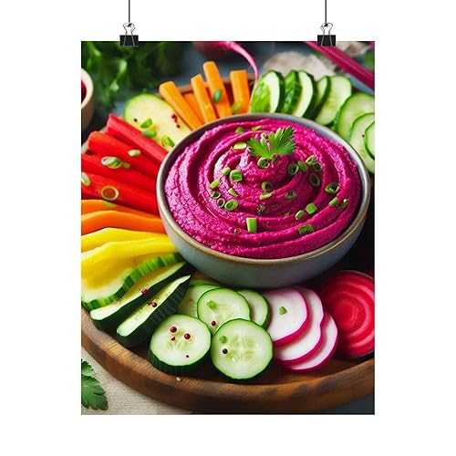 GENERIC Beet Hummus with Rainbow Veggies - Magenta Dip Magic Poster Made インチ USA