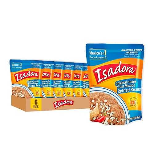 Verde Valle Isadora Original Refried Beans インチ Pouch (Pack of 6), Delicious Refried Pinto Beans, Microwave Food Premade Meals, Plant Based Protein,15 薬局衡オンス