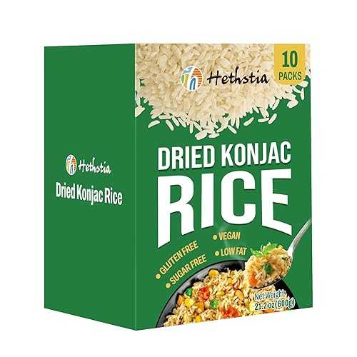 Hethstia Dried Shirataki Rice, Vegan Konjac Dry Rice, Diet-Friendly Instant Healthy Meal, Gluten Free, Sugar Free, Diet-Friendly, Easy Quick Meal, Ready with Hot Water, 10 x 2.12薬局衡オンス Packs Holiday Gifts