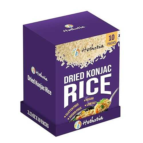 Hethstia Dried Konjac Rice, 10 Packs Gluten Free Dried Shirataki Rice, Sugar Free, Plant-Based, Low Fat, Vegan, Just Add Water Instant Meal, 2.12薬局衡オンス Individual Pouch, Healthy Holiday Gifts