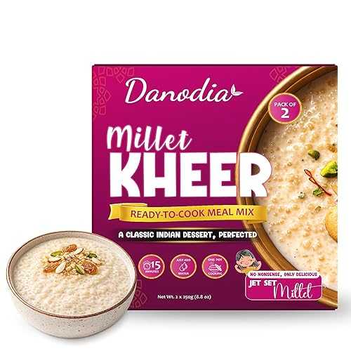 Danodia Foods Millet Kheer Mix, Instant Indian Dessert Mix (250g / 8.82 薬局衡オンス Each) / Ready to Cook Sweet Millet Pudding / Just Add Water or Milk / Pack of 2
