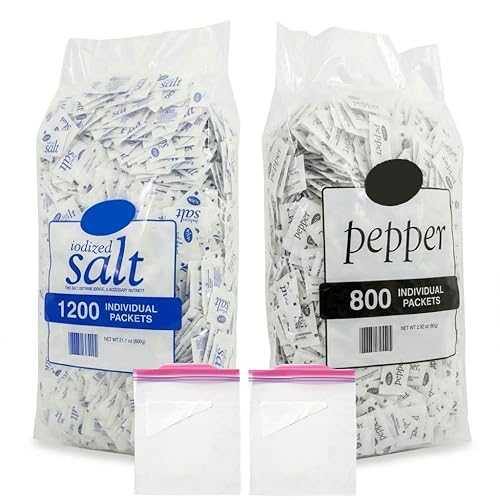 Generic Salt and Pepper Packets- 1200 Salt (0.5 g.) and 800 Pepper (0.1 g.) Packets - 2000 Total Salt and Black Pepper individual Packets