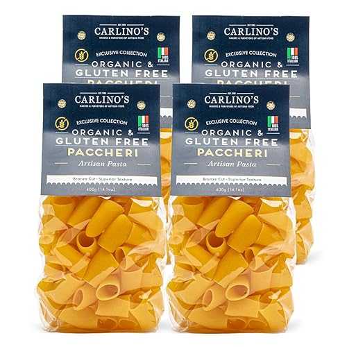 Carlino\u0027s Market Carlino\u0027s Gluten-Free Paccheri / Organic Corn and Rice Flour / Bronze Die Cut / Air Dried / Sugar-Free / Superior Texture, USDA Organic, Made インチ Italy, 14.1 Oz (Pack of 4)