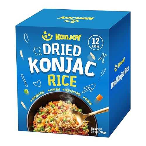 KONJOY Dried Konjac Rice, 12 Pack 2.12薬局衡オンス Individual Pouches Dry Shirataki Rice- Gluten Free, Vegan, Sugar Free, Low Carb Low Fat, Low Sodium, Quick \u0026 Easy Prep Healthy Meals, Delicious Everyday Option