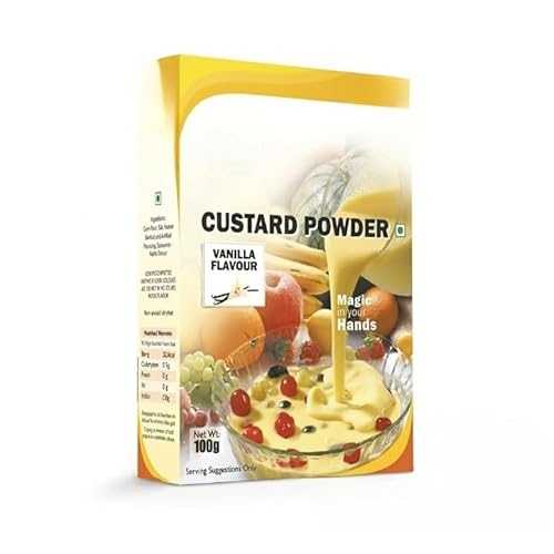 Generic Custard Powder, Vanilla Flavor,100g / Contains No Eggs / Long Shelf Life / Makes Smooth, Creamy, Testy \u0026 Juicy Custard / Quick \u0026 Easy to Make / Best For Fruit Salads \u0026 Puddings