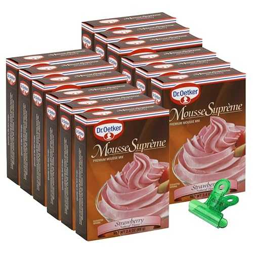 GROVE Dr Oetker Mousse Supreme Strawberry 2.4 薬局衡オンス (Pack of 12) Sugar Jello Mix Dessert Jello Sugar Pudding Mix with Food Bag Clamp 13 Total Items