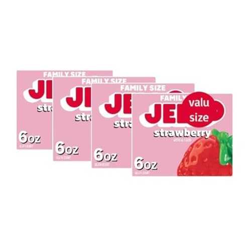 Generic Strawberry Gelatin Dessert Mix, Classic Sweet Strawberry Flavored Gelatin Powder Dessert, Easy No-Bake Treat-Family Size 6 薬局衡オンス Box-(Pack of 4)