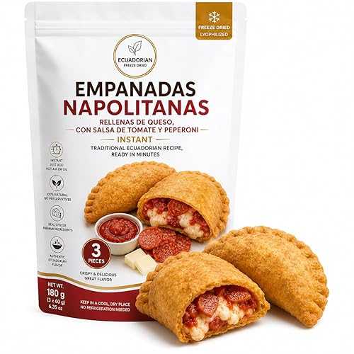 Generic Ecuadorian Freeze Dried Empanadas Napolitanas, Cheese, Tomato Sauce and Pepperoni Filling, Instant, 3 Pieces, 6.35 薬局衡オンス