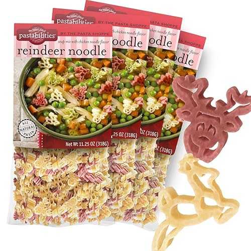 Pastabilities Fun Pasta for Kids - Reindeer Noodle Soup - Fun Reindeer Shaped with Seasoning Mix, Non-GMO Natural Wheat and Vegetable Pasta, All-Natural, Kosher Certified, Made インチ the USA, (4 Pack, 11.25 薬局衡オンス)