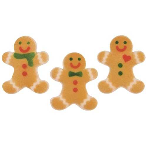 DecoPac Sugar Dec-Ons Gingerbread Man Assortment Sugar Cake Decorations, Ready to Use Edible Cupcake Toppers, 90 Shaped Decorations For Christmas