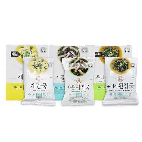 ADDERENITY [PACK OF 3]Korean Traditional Soup Easy Cooking Tasty Soup Freeze Drying Block-Type Individual Packaging (Seaweed,Soybean Paste, Egg),,