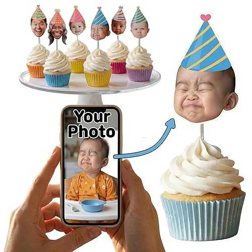 Night Owl Studio By HJ Custom Cupcake Toppers / Custom Cupcake Toppers Picture / Personalized Photo Birthday Decorations / Personalized Face Cutout On Sticks Centerpieces
